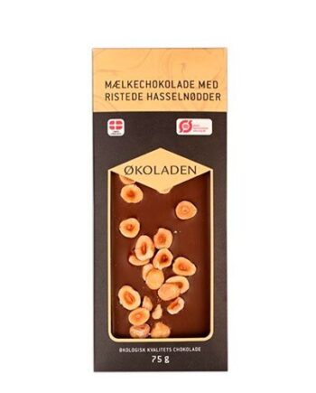 økoladen Mælkechokolade    Ristede Hasselnødder    75g