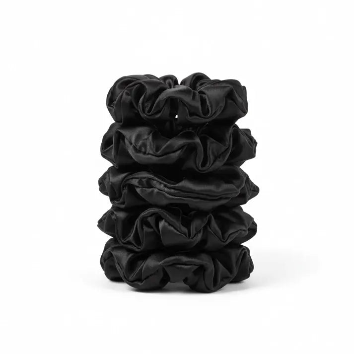-pak Soft Satin Scrunchies Medium Black