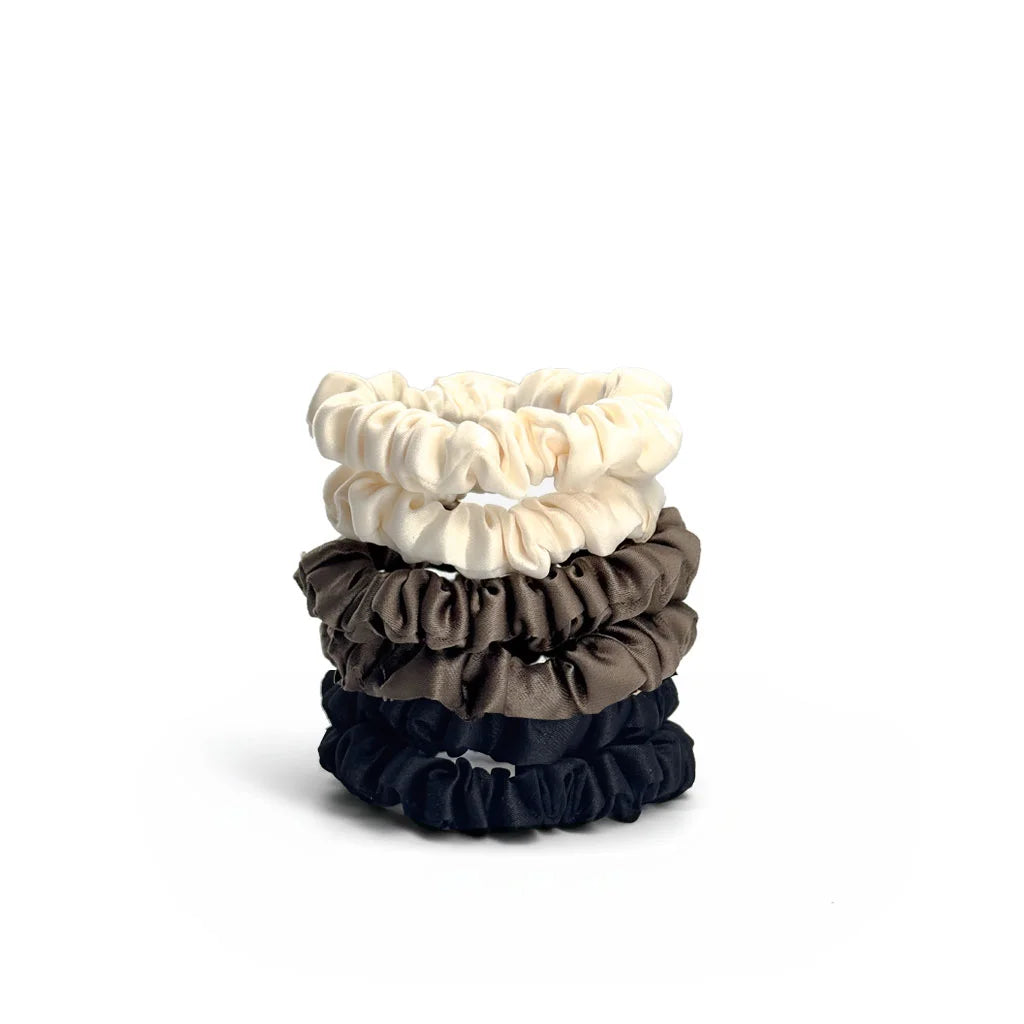 -pak Soft Satin Scrunchies Small Coffee