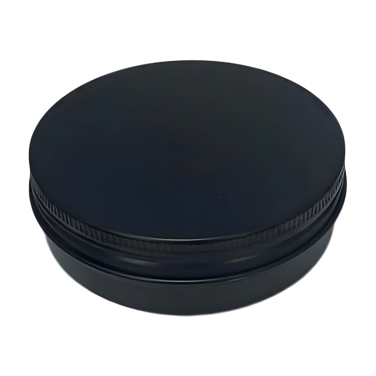 Aluminium Bøtte 150 Ml Sort Med Skruelåg Skumgummipude Indvendig Lakering Hedenhus ø86 Mm Højde 38 Mm