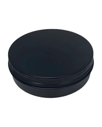 Aluminiumsbøtte 50 Ml Sort  Diameter 59 Mm  Højde 27 Mm  Lakbelagt Hedenhus Skumpude   Låg  Velegnet Til Cremer