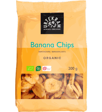 Bananchips Sprød Snack økologiske 200 Gram