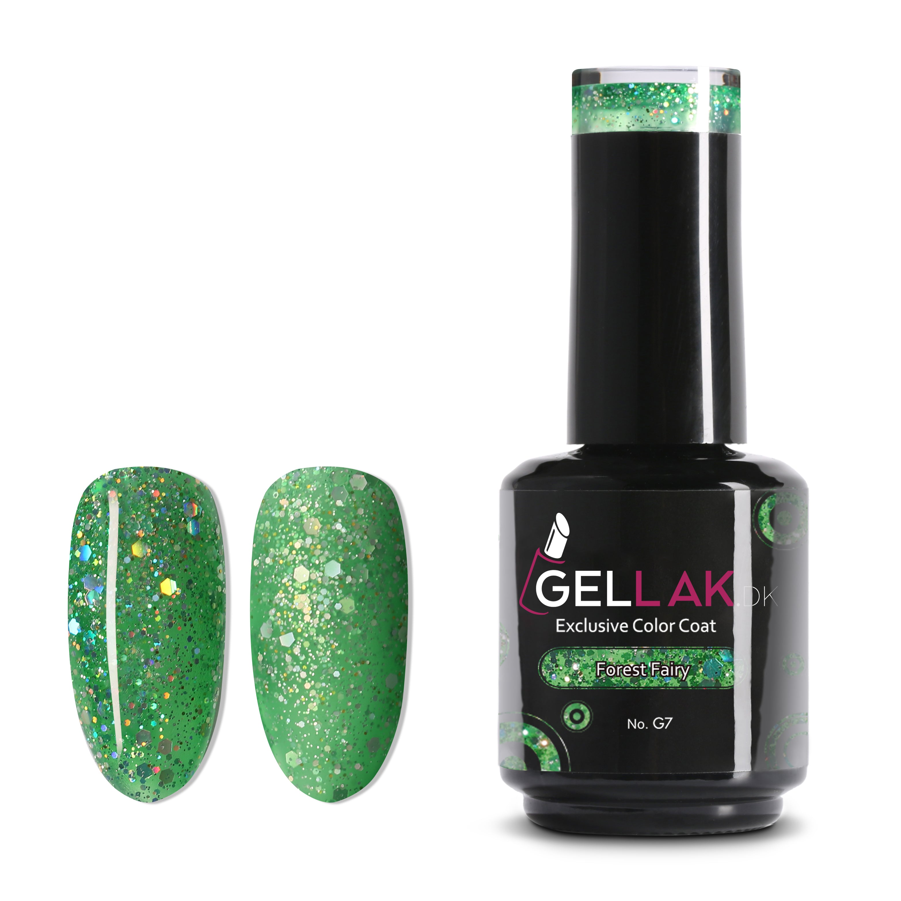 Gel Neglelak Grøn Glimmer   15 Ml   Forest Fairy No  G7   Gellak Dk