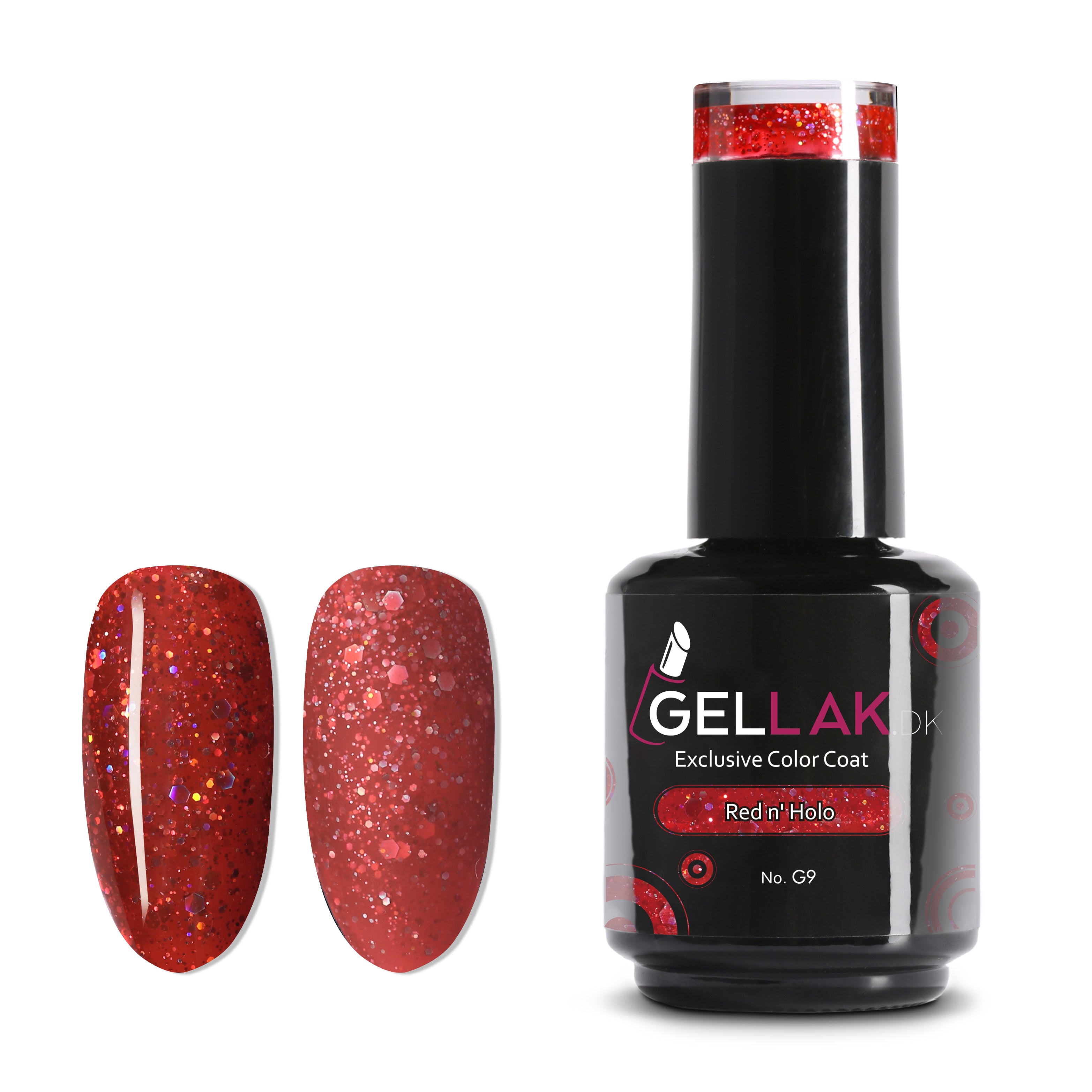 Gel Neglelak Rød Glimmer   15 Ml   Red    Holo No  G9   Gellak Dk