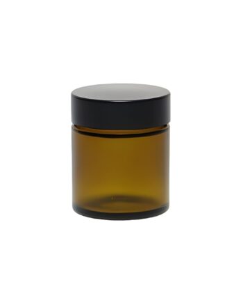 Glas Bøtte 30 Ml Brun Med Sort Låg  Rund  Tæt Lukning Hedenhus Creme Krukke  Til Cremer Og Lotion  49x40 Mm