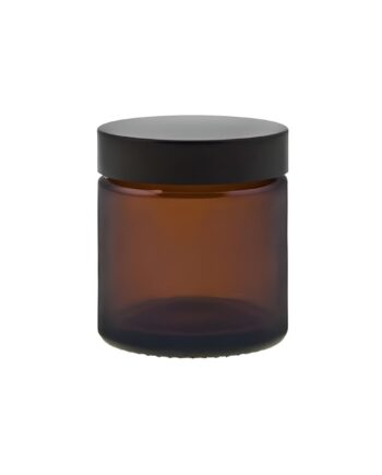 Glas Bøtte 60 Ml Brun Med Sort Skruelåg Tæt Lukning  Kartonpude  Højde 55 Mm  Diameter 51 Mm Hedenhus