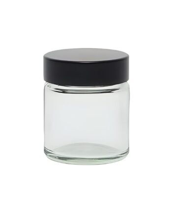 Glas Bøtte 30 Ml Klar Med Sort Skruelåg  Kartonpude  Tæt Lukning Hedenhus Perfekt Til Cremer Og Lotions    49 Mm    40 Mm