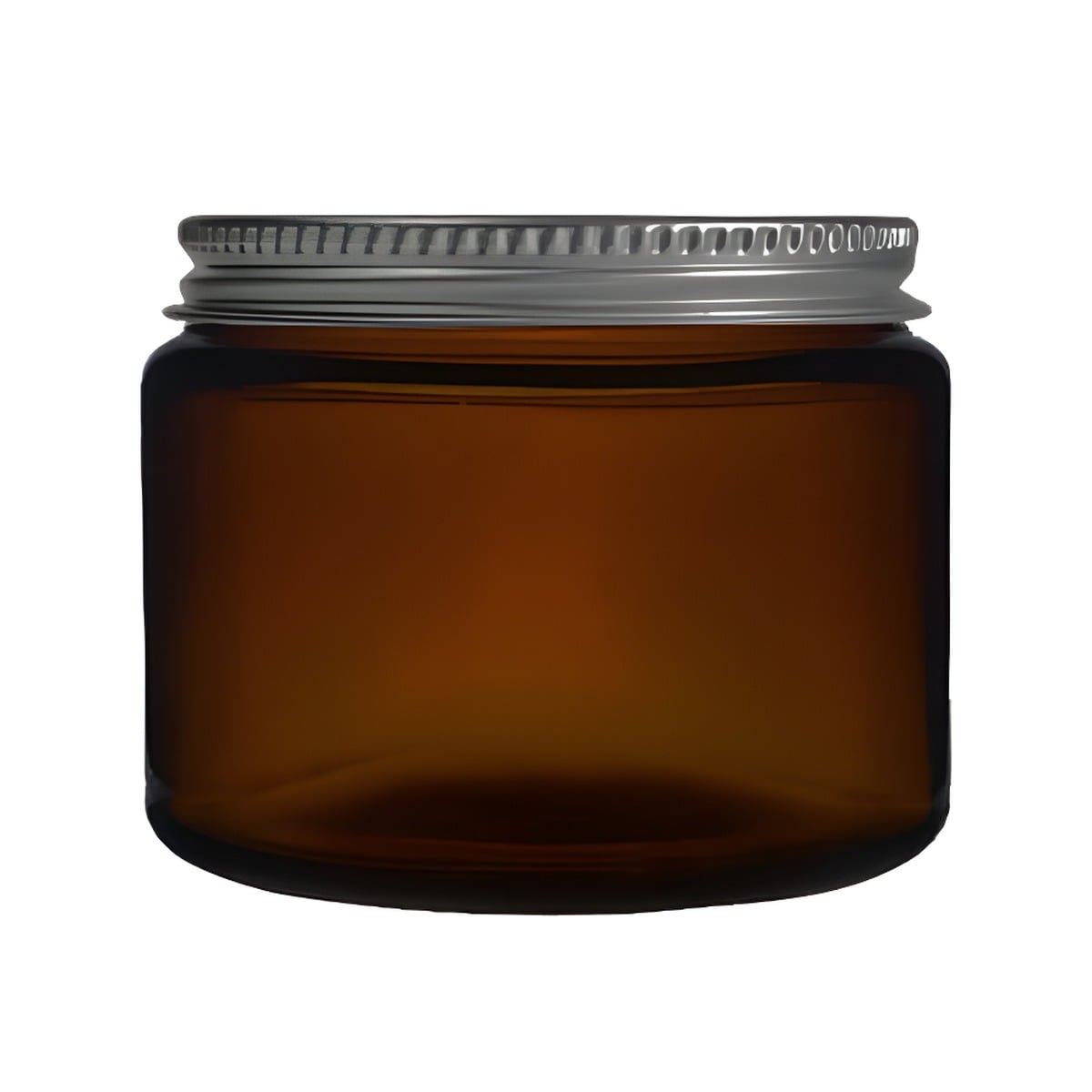 Glasbøtte 500 Ml Brun Med Aluminiumslåg Skumpude Låg 86 Mm Høj 110 Mm Diameter Hedenhus Til Cremer Og Salver
