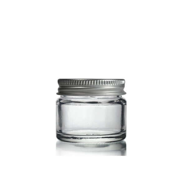 Glaskrukke 15 Ml Med Aluminiumslåg Klar Glas Lufttæt Skumpude Hedenhus Ideel Til Cremer Og Lotions 37x41 Mm 43