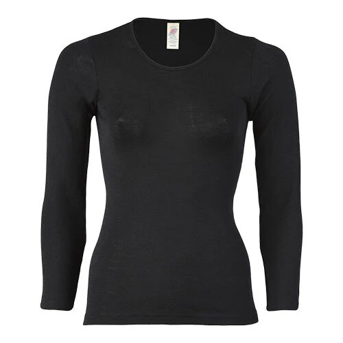 Langærmet Bluse Uld Silke Black Str 42 44