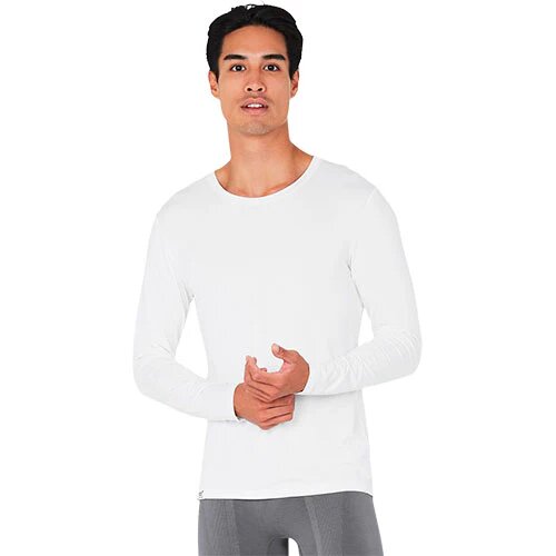 Men   Long Sleeve Crew Neck  -shirt Hvid Str