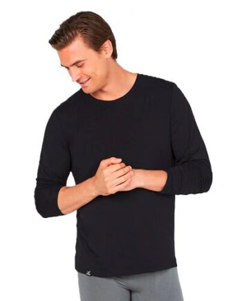 Men   Long Sleeve Crew Neck  -shirt Sort Str
