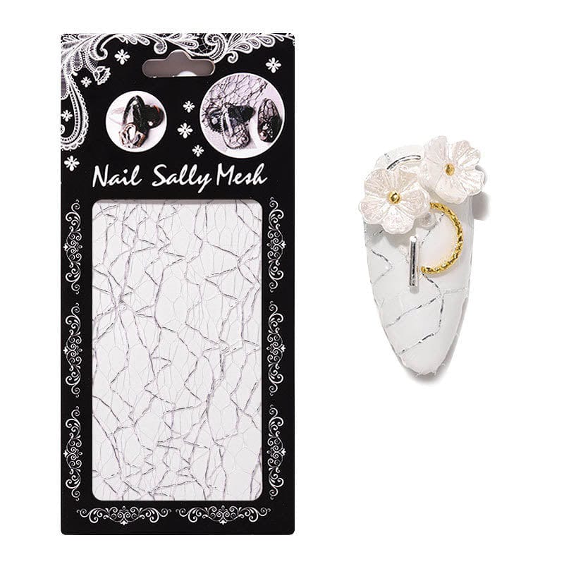 Nail Art Mesh   Sølv