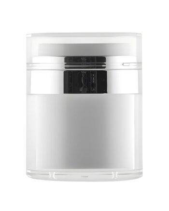50 Ml  Slangeløs Krukke Med Pumpe Hvid   Sølv