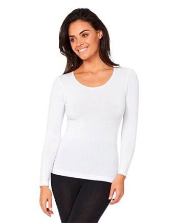 Boody  -shirt Dame Langærmet Hvid Str    Rund Hals  1stk