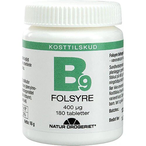 Folsyre økonomikøb 400 µg 180 Tabletter