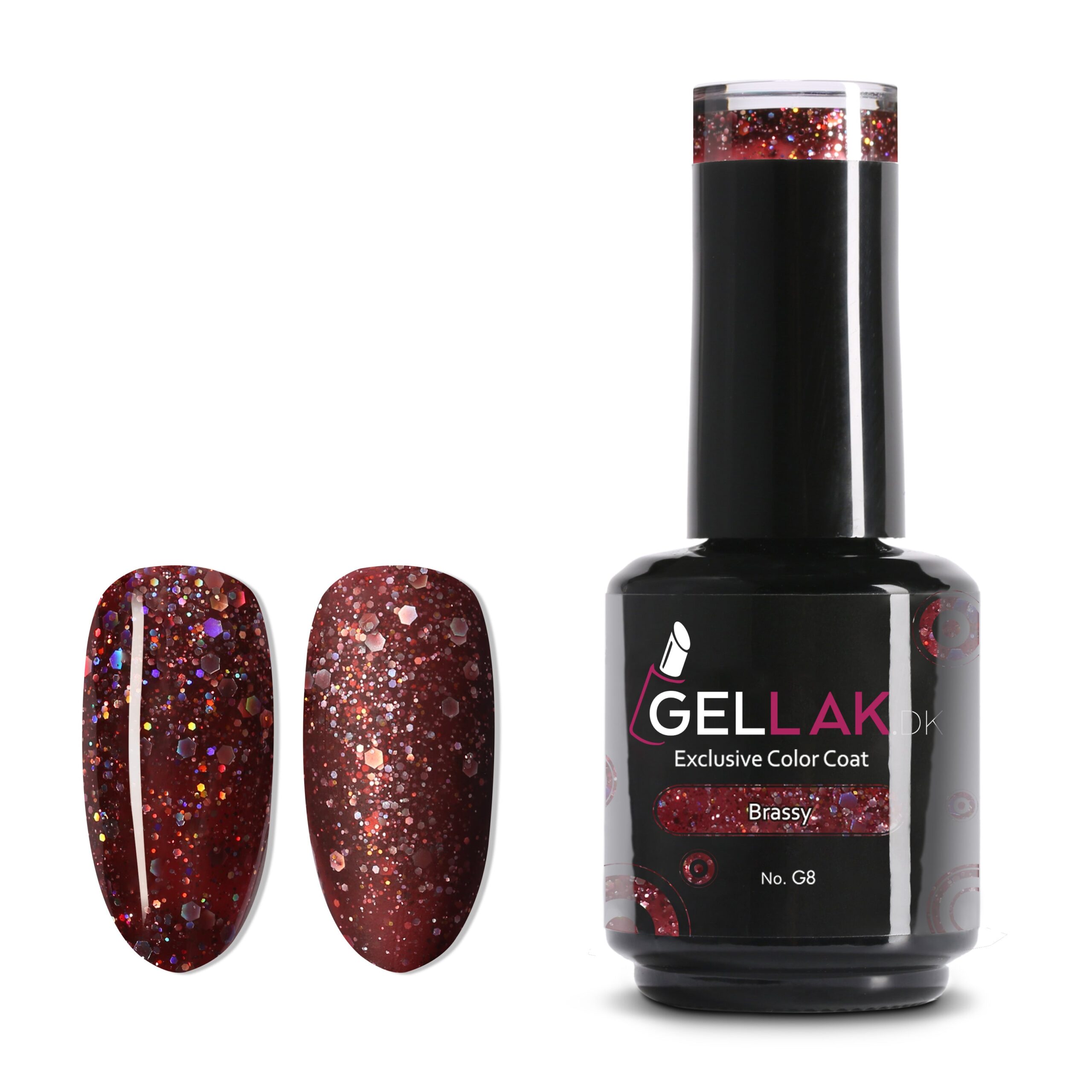 Gel Neglelak Rødbrun Glimmer 15 Ml Brassy No G8 Gellak Dk