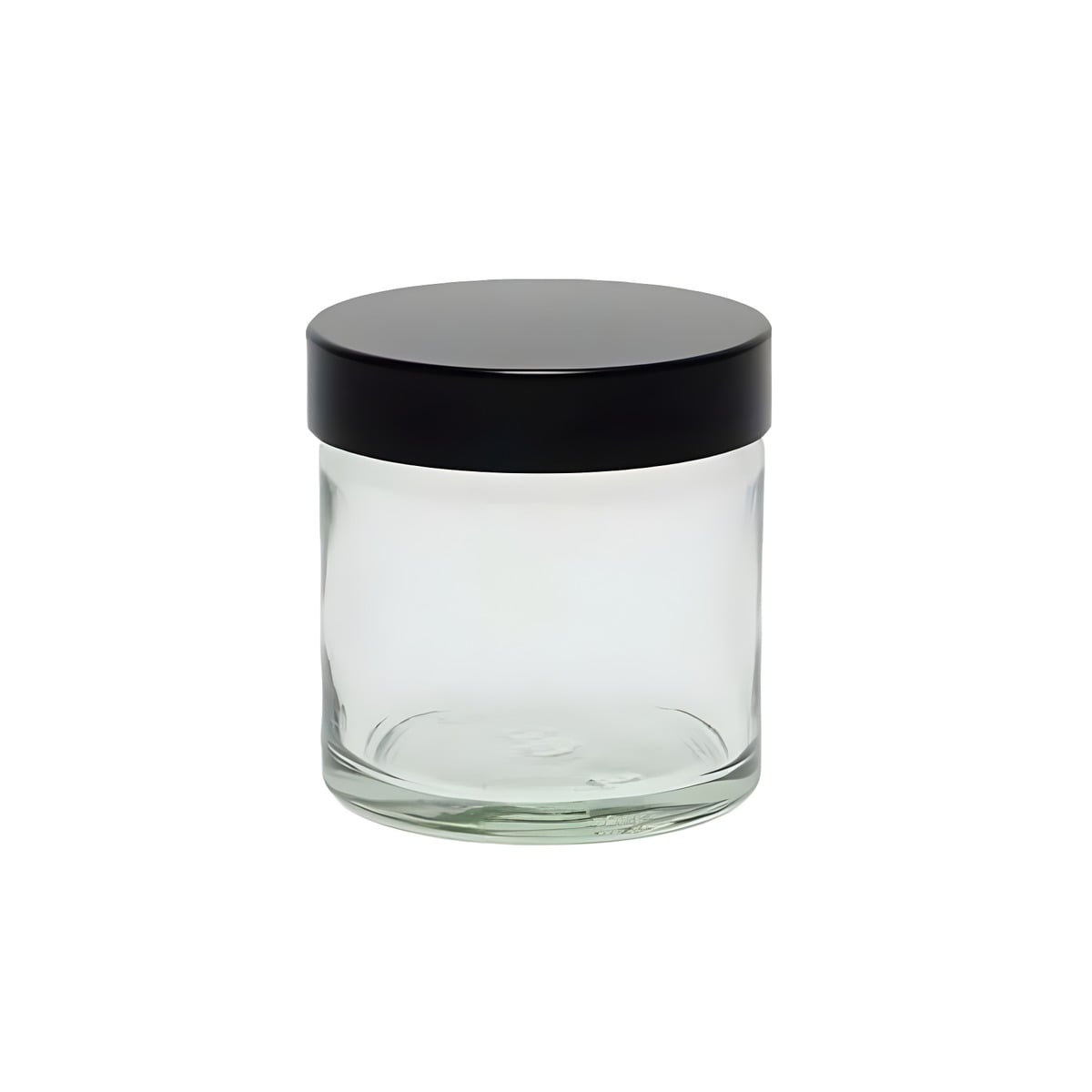Glasbøtte 60 Ml Klar Med Sort Skruelåg Og Tætningspude Højde 55 Mm Diameter 51 Mm Hedenhus Tæt Lukning Mod Lækage