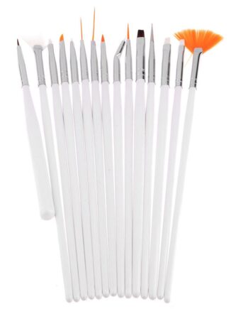 Hvid Penselsæt    15 Pensler   Perfekt Til Gellak Neglelak   Nail Art