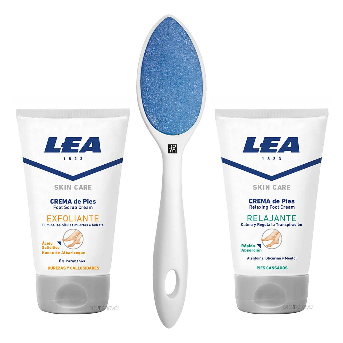 Lea Classic Fodplejesæt Med Keramisk Fodfil  Hvid  Eksfolierende Fodscrub Og Fodcreme