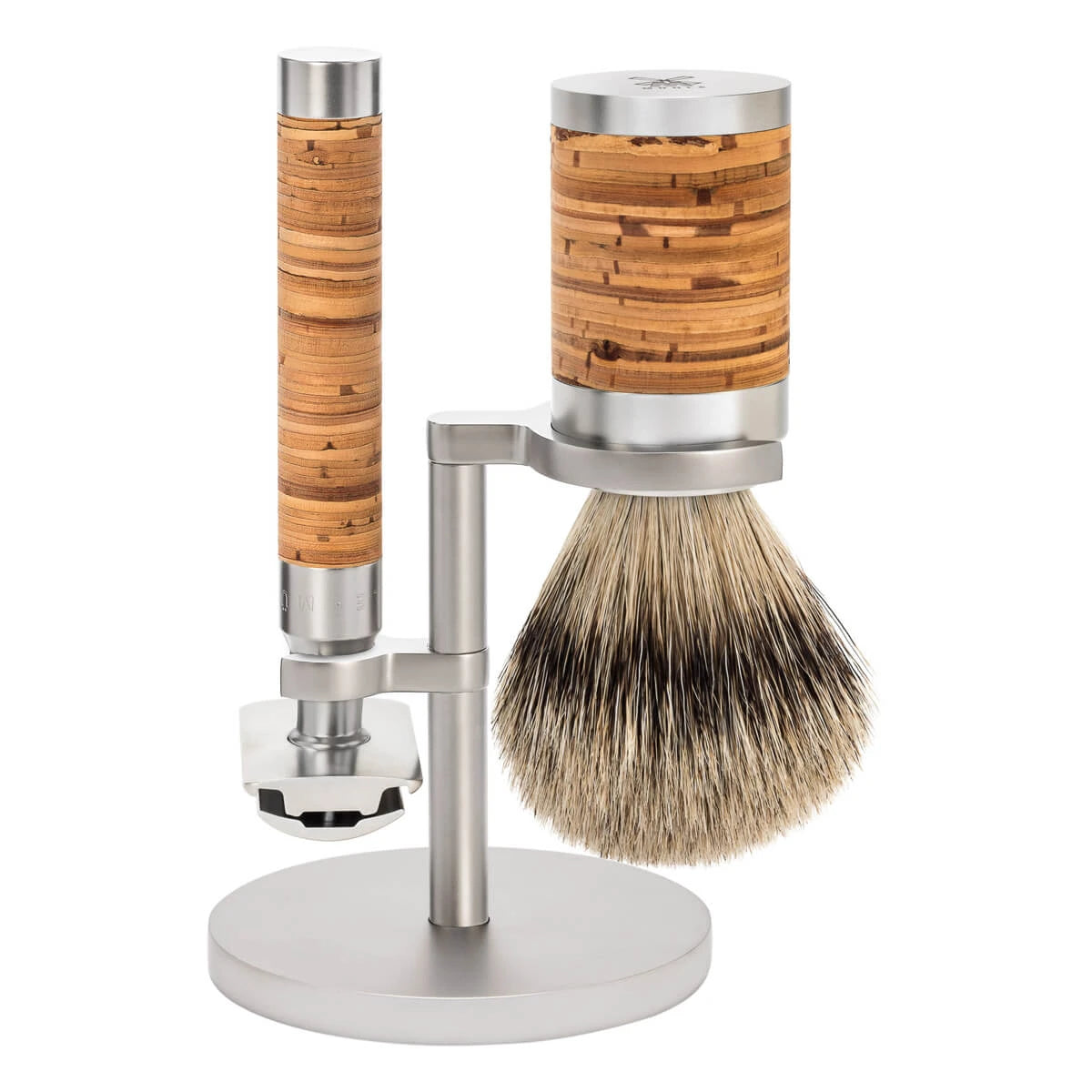 Mühle Shaving Barbersæt Med De-skraber  Barberkost Og Holder  Rocca  Rustfrit Stål   Birkebark