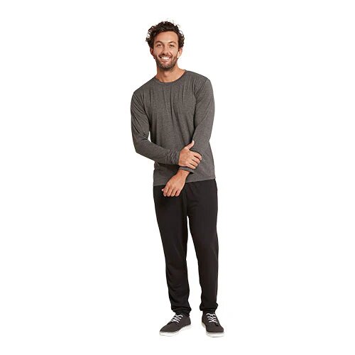 Men    Long Sleeve Crew  -shirt Dark Marl Str