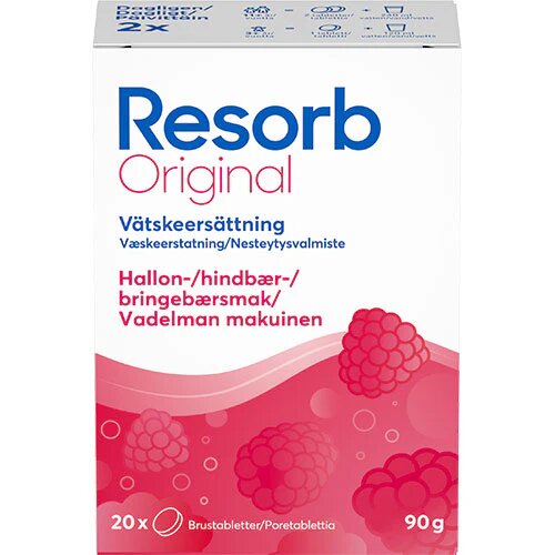 Resorb Original Hindbærsmag 20 Tabletter