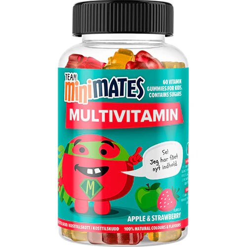 Team Minimates Multivitamin Med æble Og Jordbær 60 Gum