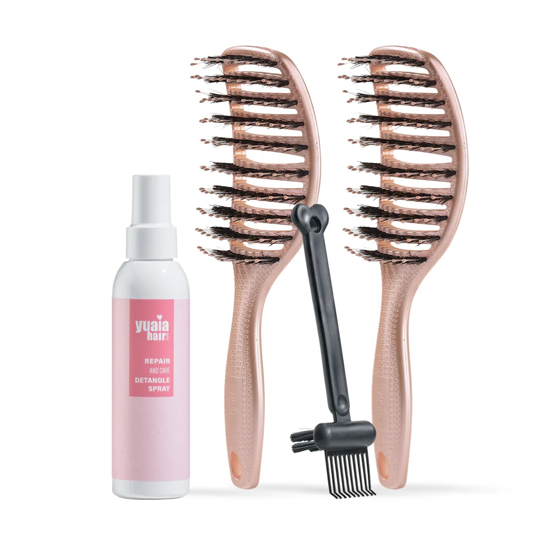 Ultimative Detangler Sæt   Stk Shiny Rose  Gratis Hårserum Og Cleaning Brush