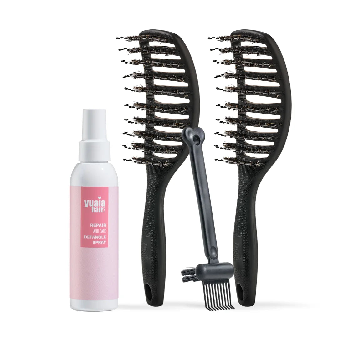 Ultimative Detangler Sæt   Stk Soft Black  Gratis Hårserum Og Cleaning Brush