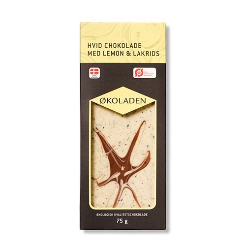 økoladen Chokolade Hvid Lemon Lakrids    75g